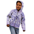 Personalised Epilepsy Awareness Kid Hoodie Purple Ribbon Butterfly And Brain Aboriginal Art