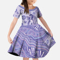 Personalised Epilepsy Awareness Kid Short Sleeve Dress Purple Ribbon Butterfly And Brain Aboriginal Art
