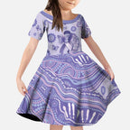 Personalised Epilepsy Awareness Kid Short Sleeve Dress Purple Ribbon Butterfly And Brain Aboriginal Art