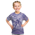 Personalised Epilepsy Awareness Kid T Shirt Purple Ribbon Butterfly And Brain Aboriginal Art