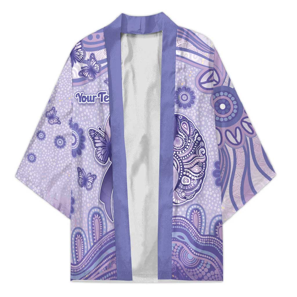Personalised Epilepsy Awareness Kimono Purple Ribbon Butterfly And Brain Aboriginal Art