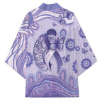 Personalised Epilepsy Awareness Kimono Purple Ribbon Butterfly And Brain Aboriginal Art
