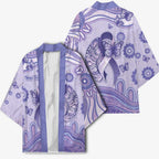 Personalised Epilepsy Awareness Kimono Purple Ribbon Butterfly And Brain Aboriginal Art