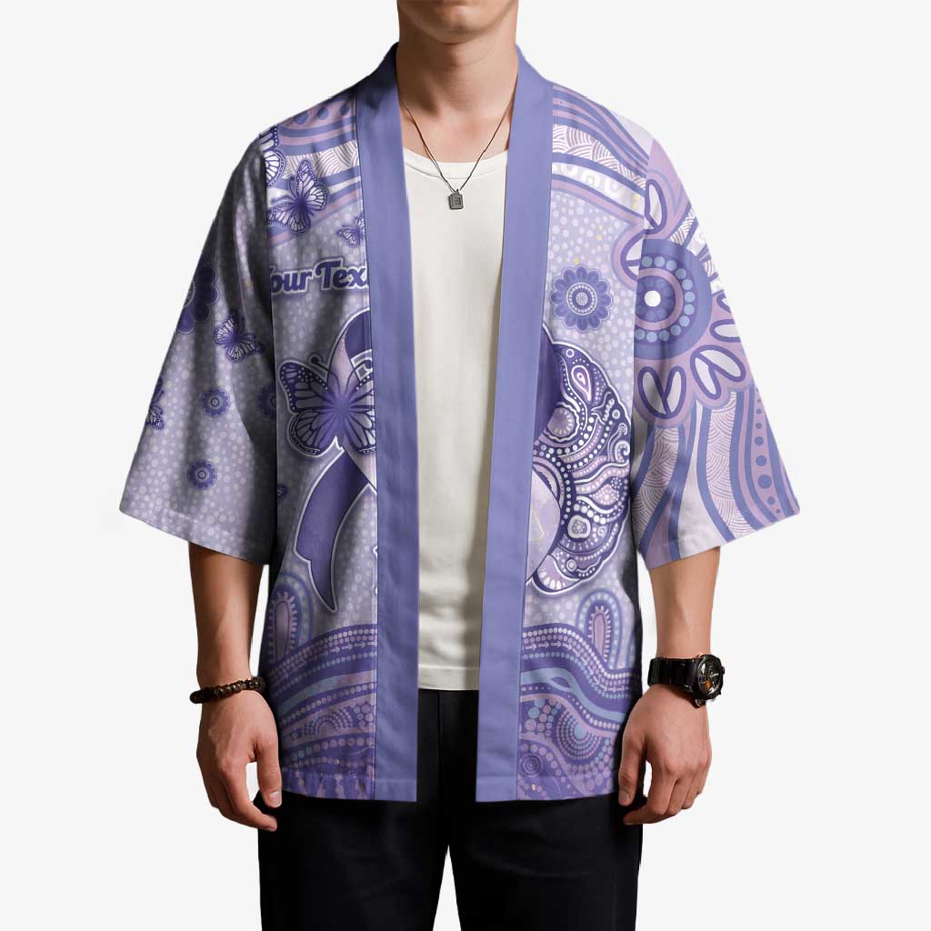 Personalised Epilepsy Awareness Kimono Purple Ribbon Butterfly And Brain Aboriginal Art