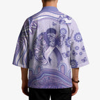 Personalised Epilepsy Awareness Kimono Purple Ribbon Butterfly And Brain Aboriginal Art