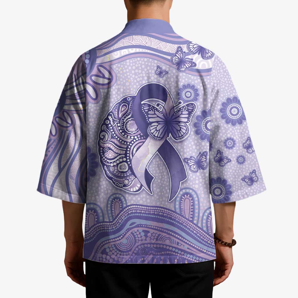 Personalised Epilepsy Awareness Kimono Purple Ribbon Butterfly And Brain Aboriginal Art