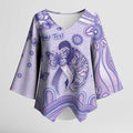 Personalised Epilepsy Awareness Kimono Sleeve Blouse Purple Ribbon Butterfly And Brain Aboriginal Art