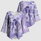 Personalised Epilepsy Awareness Kimono Sleeve Blouse Purple Ribbon Butterfly And Brain Aboriginal Art