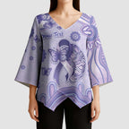 Personalised Epilepsy Awareness Kimono Sleeve Blouse Purple Ribbon Butterfly And Brain Aboriginal Art