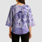 Personalised Epilepsy Awareness Kimono Sleeve Blouse Purple Ribbon Butterfly And Brain Aboriginal Art