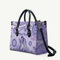 Personalised Epilepsy Awareness Leather Bag Purple Ribbon Butterfly And Brain Aboriginal Art