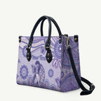 Personalised Epilepsy Awareness Leather Bag Purple Ribbon Butterfly And Brain Aboriginal Art