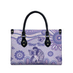 Personalised Epilepsy Awareness Leather Bag Purple Ribbon Butterfly And Brain Aboriginal Art