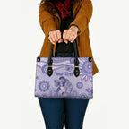 Personalised Epilepsy Awareness Leather Bag Purple Ribbon Butterfly And Brain Aboriginal Art