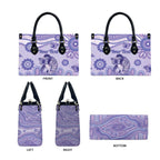 Personalised Epilepsy Awareness Leather Bag Purple Ribbon Butterfly And Brain Aboriginal Art