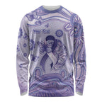 Personalised Epilepsy Awareness Long Sleeve Shirt Purple Ribbon Butterfly And Brain Aboriginal Art