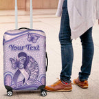 Personalised Epilepsy Awareness Luggage Cover Purple Ribbon Butterfly And Brain Aboriginal Art