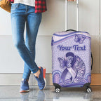 Personalised Epilepsy Awareness Luggage Cover Purple Ribbon Butterfly And Brain Aboriginal Art