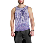 Personalised Epilepsy Awareness Men Tank Top Purple Ribbon Butterfly And Brain Aboriginal Art