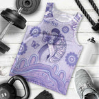 Personalised Epilepsy Awareness Men Tank Top Purple Ribbon Butterfly And Brain Aboriginal Art