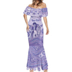 Personalised Epilepsy Awareness Mermaid Dress Purple Ribbon Butterfly And Brain Aboriginal Art