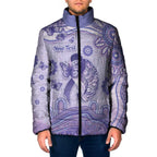 Personalised Epilepsy Awareness Padded Jacket Purple Ribbon Butterfly And Brain Aboriginal Art