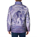 Personalised Epilepsy Awareness Padded Jacket Purple Ribbon Butterfly And Brain Aboriginal Art