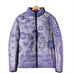 Personalised Epilepsy Awareness Padded Jacket Purple Ribbon Butterfly And Brain Aboriginal Art