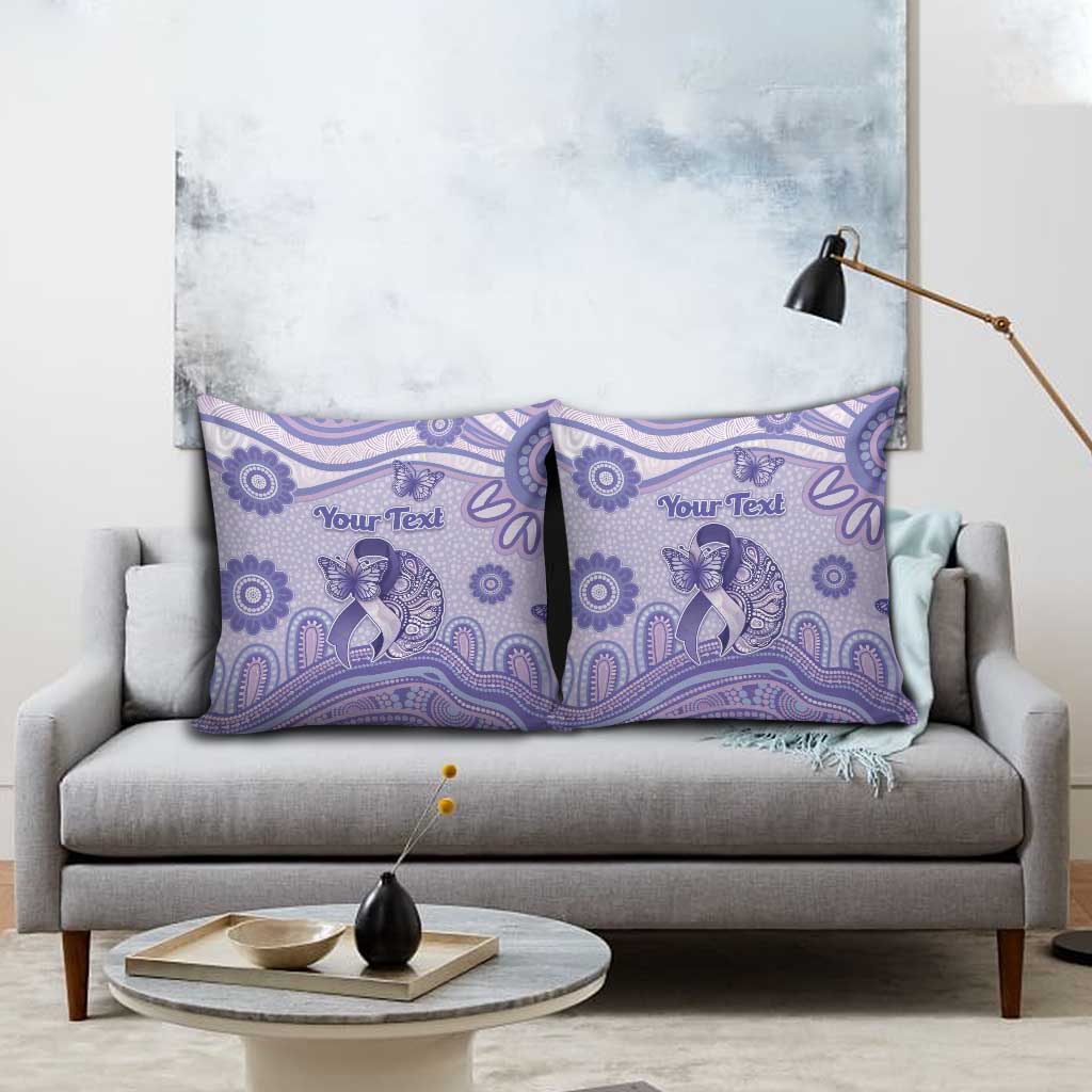 Personalised Epilepsy Awareness Pillow Cover Purple Ribbon Butterfly And Brain Aboriginal Art