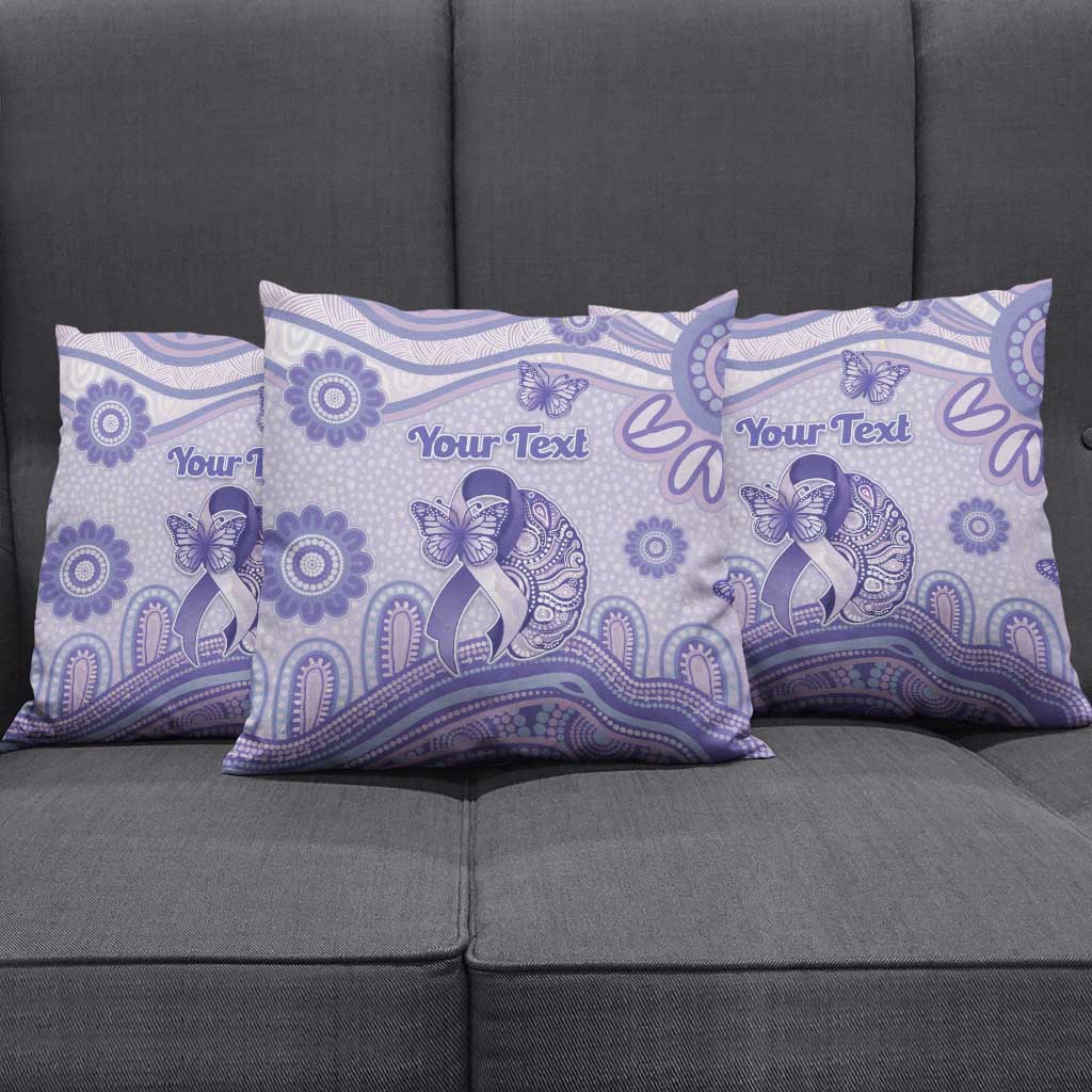 Personalised Epilepsy Awareness Pillow Cover Purple Ribbon Butterfly And Brain Aboriginal Art
