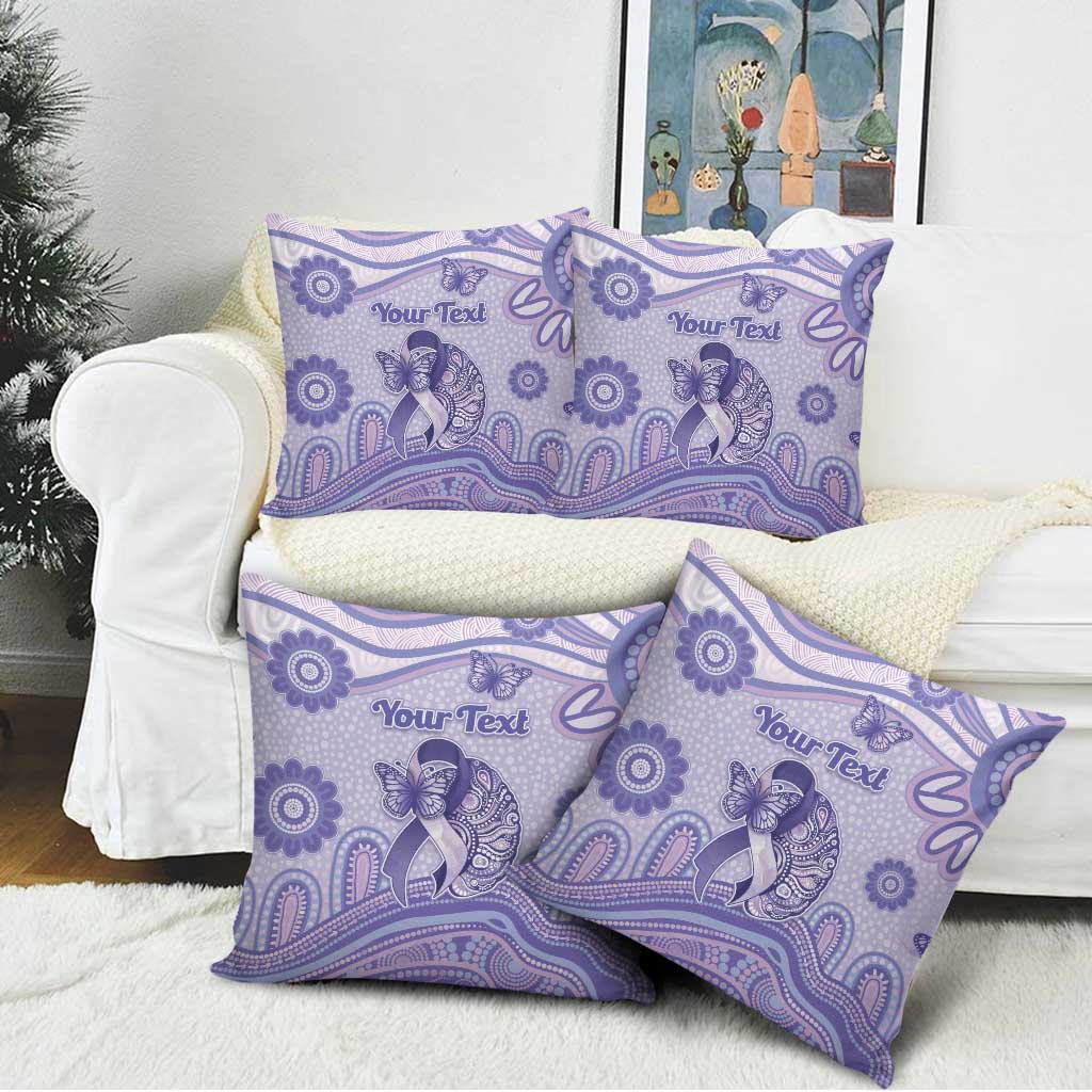 Personalised Epilepsy Awareness Pillow Cover Purple Ribbon Butterfly And Brain Aboriginal Art