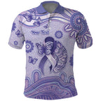 Personalised Epilepsy Awareness Polo Shirt Purple Ribbon Butterfly And Brain Aboriginal Art