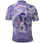 Personalised Epilepsy Awareness Polo Shirt Purple Ribbon Butterfly And Brain Aboriginal Art