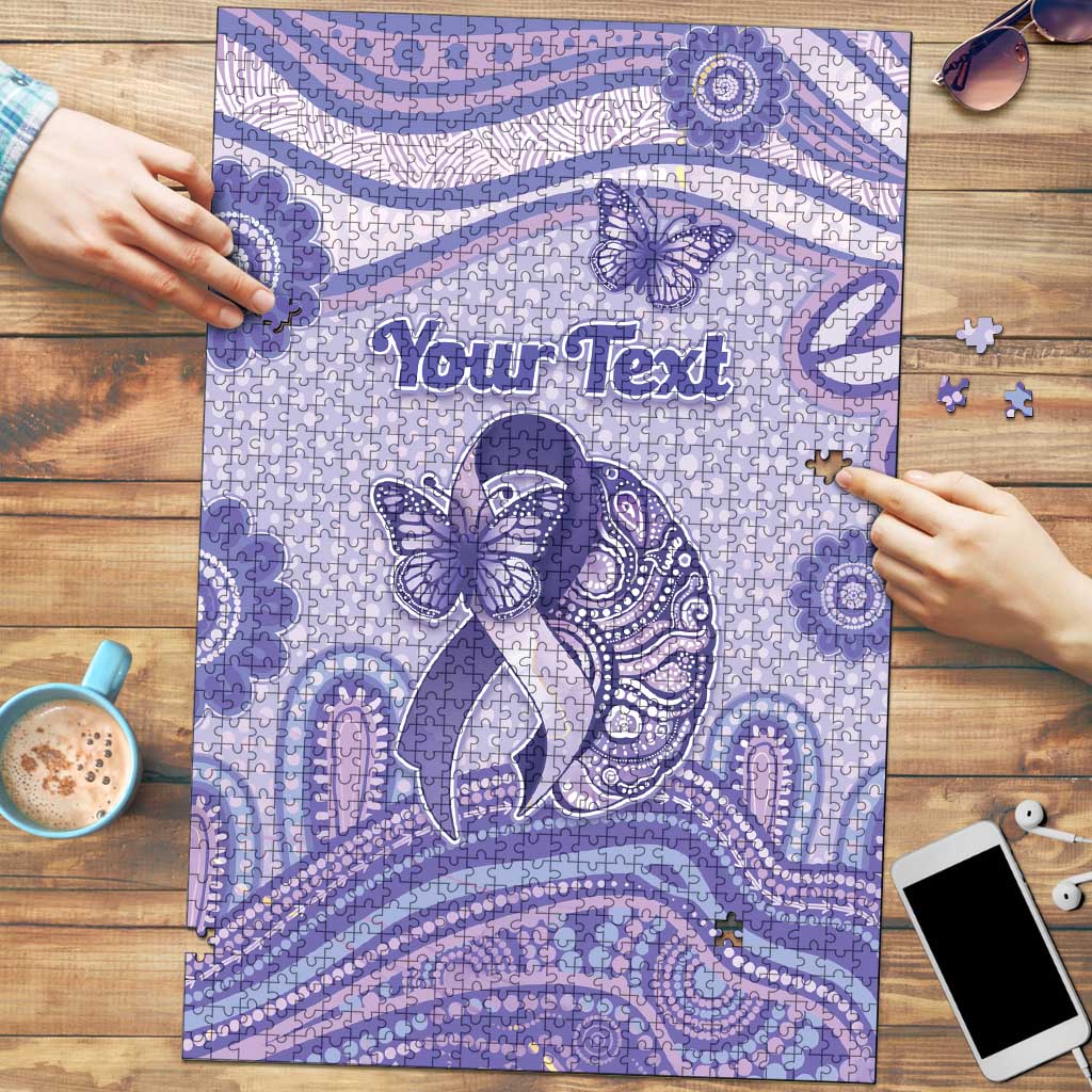 Personalised Epilepsy Awareness Puzzle Purple Ribbon Butterfly And Brain Aboriginal Art