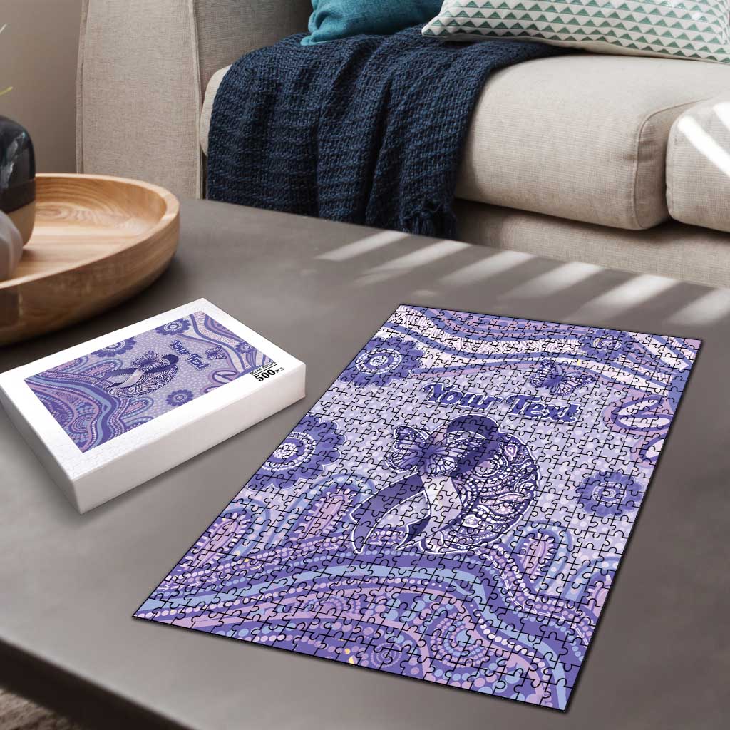 Personalised Epilepsy Awareness Puzzle Purple Ribbon Butterfly And Brain Aboriginal Art