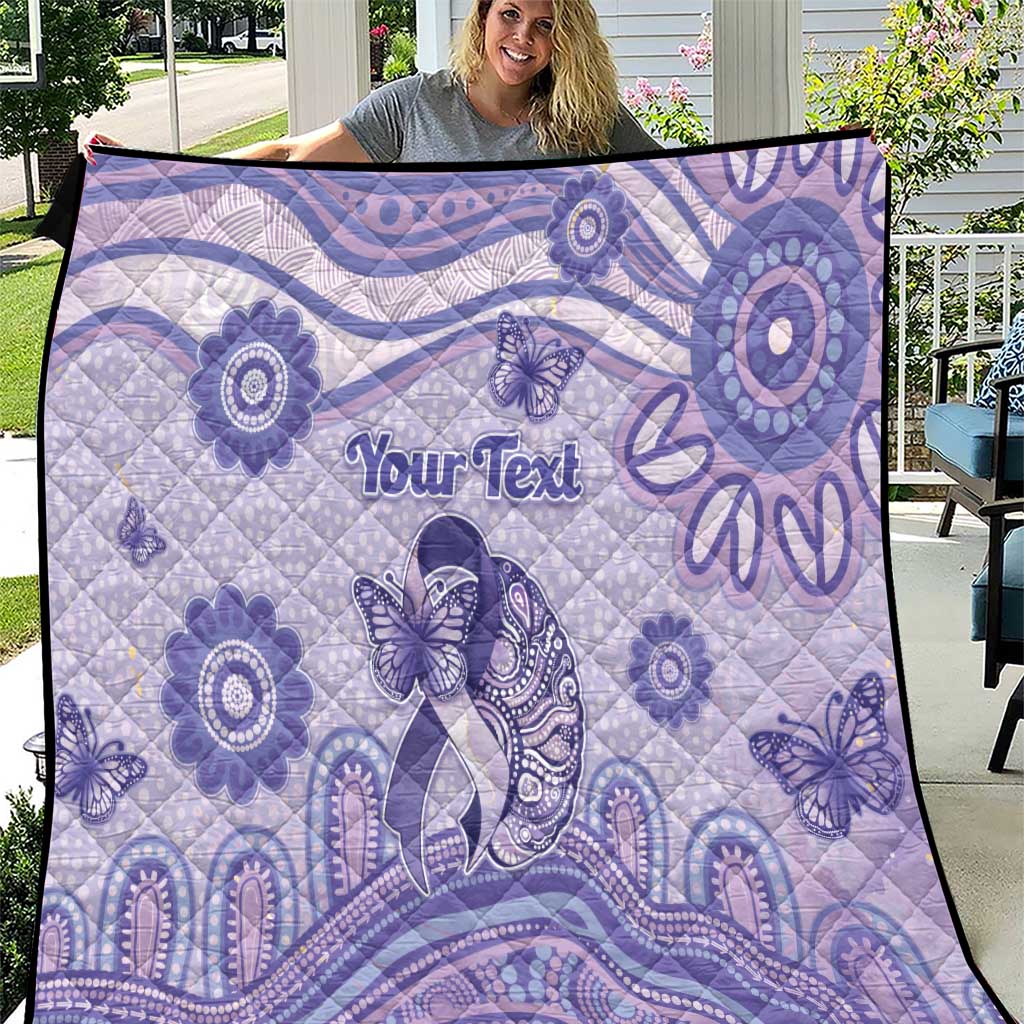 Personalised Epilepsy Awareness Quilt Purple Ribbon Butterfly And Brain Aboriginal Art