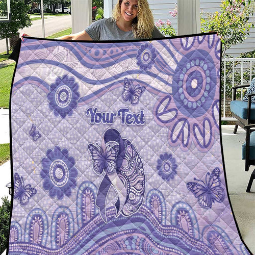 Personalised Epilepsy Awareness Quilt Purple Ribbon Butterfly And Brain Aboriginal Art