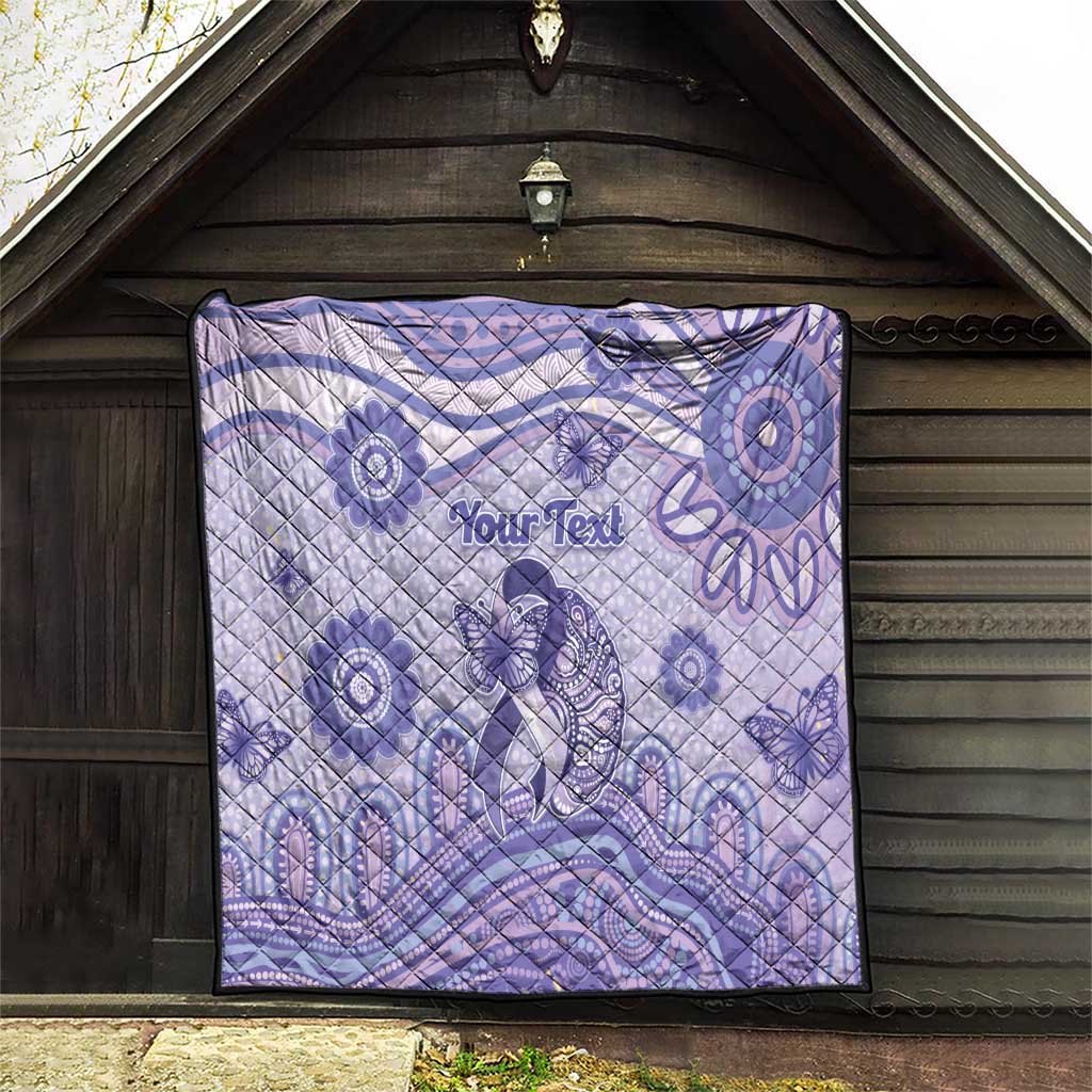 Personalised Epilepsy Awareness Quilt Purple Ribbon Butterfly And Brain Aboriginal Art
