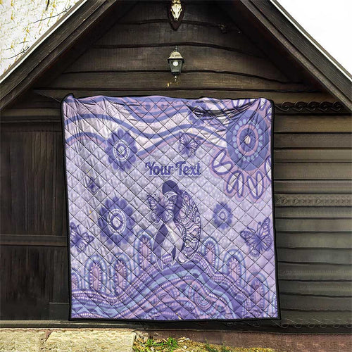 Personalised Epilepsy Awareness Quilt Purple Ribbon Butterfly And Brain Aboriginal Art