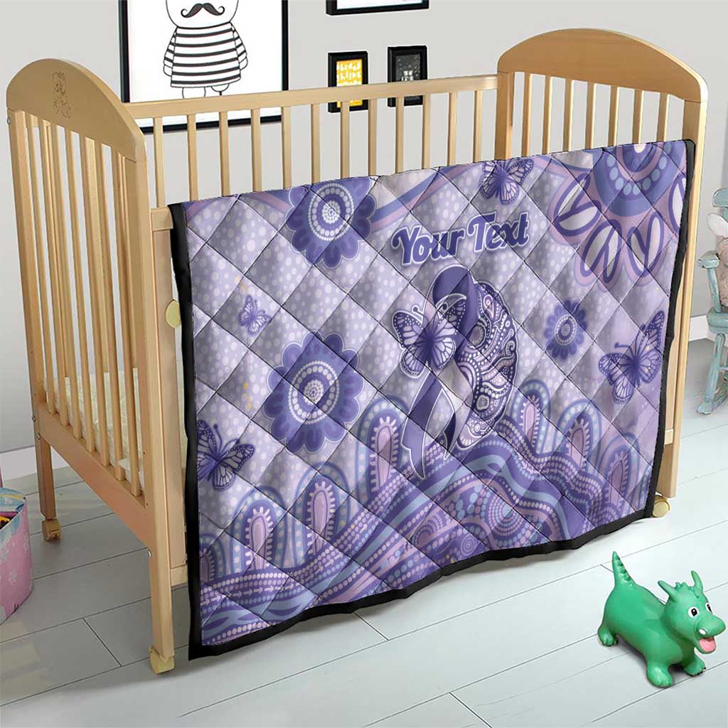 Personalised Epilepsy Awareness Quilt Purple Ribbon Butterfly And Brain Aboriginal Art