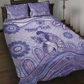 Personalised Epilepsy Awareness Quilt Bed Set Purple Ribbon Butterfly And Brain Aboriginal Art