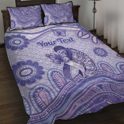 Personalised Epilepsy Awareness Quilt Bed Set Purple Ribbon Butterfly And Brain Aboriginal Art