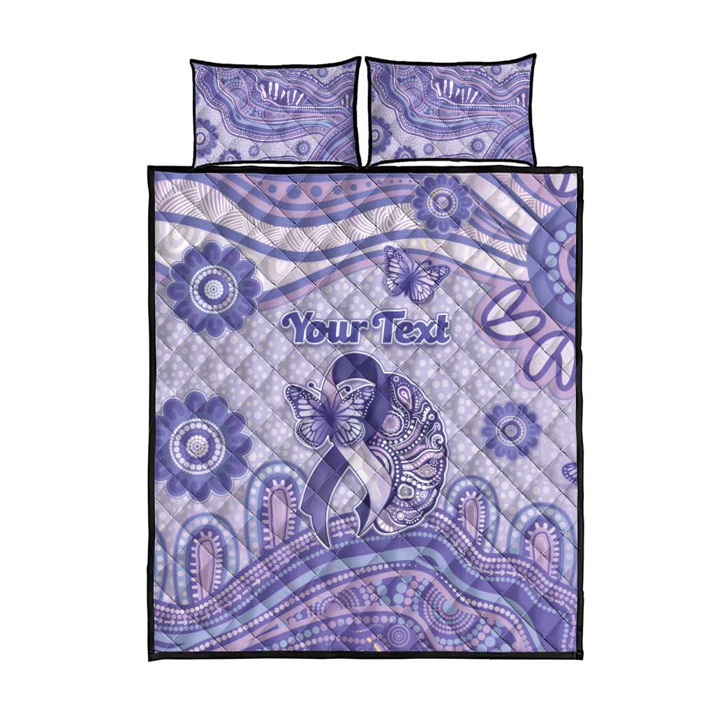 Personalised Epilepsy Awareness Quilt Bed Set Purple Ribbon Butterfly And Brain Aboriginal Art