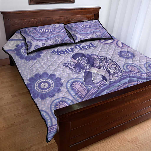 Personalised Epilepsy Awareness Quilt Bed Set Purple Ribbon Butterfly And Brain Aboriginal Art