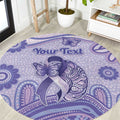 Personalised Epilepsy Awareness Round Carpet Purple Ribbon Butterfly And Brain Aboriginal Art