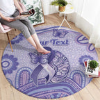Personalised Epilepsy Awareness Round Carpet Purple Ribbon Butterfly And Brain Aboriginal Art