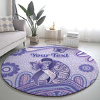 Personalised Epilepsy Awareness Round Carpet Purple Ribbon Butterfly And Brain Aboriginal Art