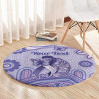 Personalised Epilepsy Awareness Round Carpet Purple Ribbon Butterfly And Brain Aboriginal Art
