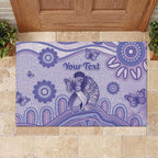 Personalised Epilepsy Awareness Rubber Doormat Purple Ribbon Butterfly And Brain Aboriginal Art