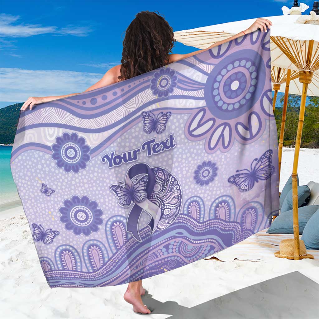 Personalised Epilepsy Awareness Sarong Purple Ribbon Butterfly And Brain Aboriginal Art